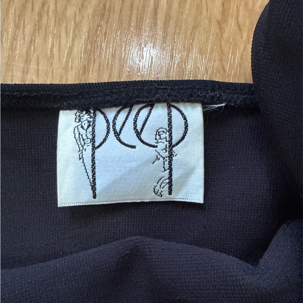 Vintage Black Mini Dress White Contrast Stitching Square Neck Made in USA - Picture 3 of 7